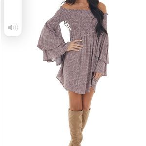 ILLA ILLA off shoulder plum mini dress